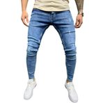 Expeum Kot Pantolon Pantolon Kot Yırtık ve Aşınmış Trendy Sokak Yıkama Mavi Streç Dar Kesim Erkekler için, mavi, L-XL