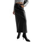 Expeum Suni deri Legging pantolon siyah Pu deri düz Legging uzun etek yüksek bel Slim Fit çok yönlü ekleme sokak moda kadınlar, siyah, S-M