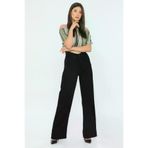 Exporanto hknsls1 Paris Kadın Siyah Extra Yüksek Bel Salaş Paça Denim Kot Pantolon