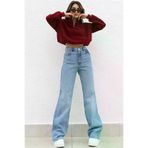 Exporanto HSLS1530 Julia 90's Açık Kar Salaş Likralı Süper Yüksek Bel 90's Denim Kot Pantolon Palazzo ( Çok Rahat )