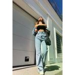 Exporanto Sslş07 Maya Buz Kar Wide Leg Etkili Fermuarlı Süper Yüksek Bel Jeans Salaş Kot Pantolon