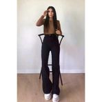 Exporanto Sslş17 Arina 90's Kadın Siyah Salaş Likralı Süper Yüksek Bel 90's Denim Kot Pantolon Jeans