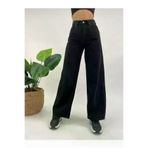 Exporanto Sslş19 Orya 90's Kadın Siyah Salaş Likralı Süper Yüksek Bel 90's Denim Kot Pantolon Jeans