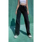 Exporanto Sslş26 Manya 90's Kadın Siyah Salaş Likralı Süper Yüksek Bel 90's Denim Kot Pantolon Jeans