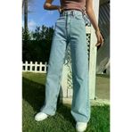 Exporanto TYCL8C4DFN170446306280927 Kadın Kar Yıkama Extra Yüksek Bel Salaş Paça Denim Kot Pantolon