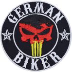 EXPRESS-STICKEREI "German Biker" yama/ütüleme / motosikletçi yaması/ütüleme resimleri Almanya bayrağı | kot yama hediye motosiklet sürücüleri için aplikasyon motosiklet aksesuarları/tekne/motosiklet çantası için | 90 x