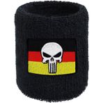 EXPRESS-STICKEREI Germany Punisher ter bandı, Alman bayrağı, kuru kafa, nakış, tasarımcı ter bandı ve emici havlu kumaş, spor bileklik, bisikletçiler için, rocker Statement protest
