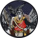 EXPRESS-STICKEREI Viking yaması işlemeli | Tanrı babası Odin Hugin & Munin mistik Vikings çıkartması İskandinav mitolojisi ütülenebilir resimler dikmek / ütülemek için | ejderha uygulaması | 80 x 80 mm