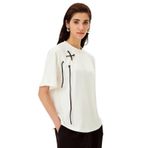 Exquise Bağcıklı Bisiklet Yaka Regular Örme Tişört, S, regular-orme-tisort-a24k04176024, Ekru, Kadın