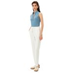 Exquise Beli Lastikli Boru Paça Rahat Kalıp Örme Pantolon, S, pacasi-lastikli-pantolon-a24k04165018, Ekru, Kadın
