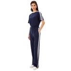 Exquise Beli Lastikli Nervürlü Modal Karışım Rahat Kalıp Örme Pantolon, L, orme-pantolon-a24k04165021, Lacivert-Ekru, Kadın