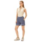 Exquise Beli Lastikli Şerit Detaylı Kısa Regular Örme Şort, L, regular-orme-sort-a24k04179001, Indigo, Kadın