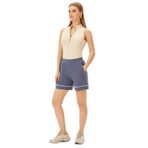 Exquise Beli Lastikli Şerit Detaylı Kısa Regular Örme Şort, S, regular-orme-sort-a24k04179001, Indigo, Kadın