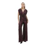 Exquise Beli Lastikli V Yaka Payetli Regular Tulum, Bordo, 42