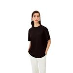 Exquise Bisiklet Yaka Düz Kesim Kısa Kol Örme Tişört, 2XL, bisiklet-yaka-orme-tisort-a24k04176008, Siyah, Kadın