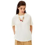 Exquise Bisiklet Yaka Yanları Yırtmaçlı Regular Örme Tişört, L, yanlari-yirtmacli-tisort-a24k04176003, Ekru, Kadın