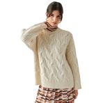 Exquise Boncuk İşlemeli Bisiklet Yaka Regular Triko Bluz, KEMİK, S