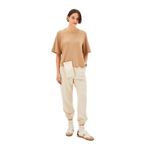 Exquise Duble Kol Bisiklet Yaka Regular Örme Tişört, L, regular-orme-tisort-a24k04176014, Camel, Kadın