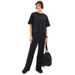 Exquise Duble Kol Bisiklet Yaka Regular Örme Tişört, M, regular-orme-tisort-a24k04176014, Siyah, Kadın