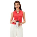 Exquise Fermuar Detaylı Slim Fit Kolsuz Örme Bluz, 2XL, fermuar-kolsuz-orme-bluz-a24k04122002, Kirmizi, Kadın