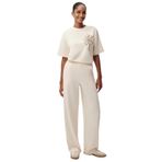 Exquise Geniş Paça Regular Örme Pantolon, L, E25K05165007, Krem, Kadın