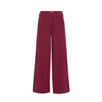 Exquise Geniş Paça Yüksek Bel Cepli Dokuma Pantolon, 40, E25K05110015, Vişne, Kadın