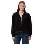 Exquise Gold Fermuarlı Paraşüt Kumaşlı Regular Örme Sweatshirt, L, fermuarli-orme-sweatshirt-a24k04175004, Siyah, kadın