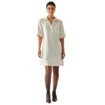 Exquise Gömlek Yaka Kısa Kollu Oversize Cepli Siyah Mini Elbise, KREM, 38