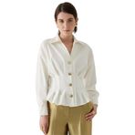 Exquise Kadın Pamuk Slim Fit Kemik Gömlek, Kemik, 38