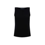 Exquise Kayık Yaka Kolsuz Slim Fit Örme Siyah Bluz, SİYAH, S