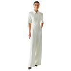 Exquise Kısa Kollu Fermuarlı Slim Fit Gömlek Yaka Tulum, KREM, 40