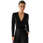 Exquise Kruvaze Yaka Uzun Kollu Regular Örme Bluz, S, E25K05122012, Siyah, Kadın