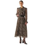 Exquise Leopar Desenli Astarlı Kemerli Regular Midi Etek, ÇOK RENKLİ, 44