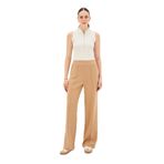 Exquise Nervürlü Çift Cepli Regular Örme Pantolon, L, nervurlu-orme-pantolon-a24k04165008, Camel, Kadın