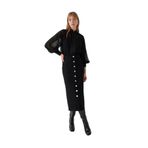Exquise Önden Düğmeli Midi Slim Fit Kalem Etek, 34, onden-dugmeli-etek-e24k04115013, Siyah, Kadın