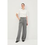 Exquise Pileli Düz Kesim Simli Örme Rahat Kalıp Pantolon, M, orme-pantolon-a24k04165009, Antrasit, Kadın
