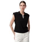 Exquise Polo Yaka Kolsuz Regular Örme Tişört, M, A25Y05276011, Siyah, Kadın