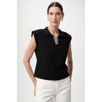 Exquise Polo Yaka Kolsuz Regular Örme Tişört, S, A25Y05276011, Siyah, Kadın