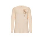 Exquise Pul Payet İşlemeli Uzun Kollu Regular Örme Sweatshirt, M, E25K05173003, Krem, kadın