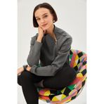 Exquise Scuba Kumaş Dik Yaka Fermuar Detaylı Rahat Kalıp Örme Sweatshirt, L, scuba-kumas-dik-yaka-a24k04175015, Antrasit, kadın