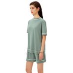 Exquise Şerit Detaylı Regular Örme Tişört, S, regular-orme-tisort-a24k04176027, Yeşil, Kadın