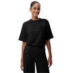 Exquise Taş İşlemeli Bisiklet Yaka Kısa Kollu Regular T-Shirt, S, E25K05173009, Siyah, Kadın