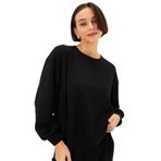 Exquise Taşlı Bisiklet Yaka Örme Rahat Kalıp Sweatshirt, L, tasli-bisiklet-yaka-a24k04175006, Siyah, kadın