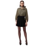 Exquise Tokalı Pileli Regular Mini Etek, 38, E25K05115025, Siyah, Kadın