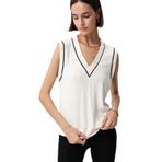 Exquise V Yaka Kolsuz Örme Bluz, M, A25Y05222001, Ekru, Kadın