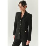 Exquise Vatkalı Astarlı Slim Fit Cepli Siyah Ceket