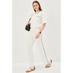 Exquise Yanları Şeritli Regular Örme Pantolon, L, yanlari-seritli-pantolon-a24k04165003, Ekru, Kadın