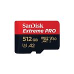 Extreme 512 GB Extreme Pro Microsdxc Kart + Sd Adaptörü + Rescuepro Deluxe, 200 Mb/sn'ye Kadar, A2 Uygulama Performansı, Uhs-I, Sınıf 10, U3, V30 ile