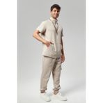 Extreme Cool Man - Premium Çift Yön Likralı Doktor Hemşire Forma Takımı Scrubs Üniforma Cerrahi Takım (Erkek), Kumsal