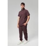 Extreme Cool Man - Premium Çift Yön Likralı Doktor Hemşire Forma Takımı Scrubs Üniforma Cerrahi Takım (Erkek), Mürdüm - 2XL